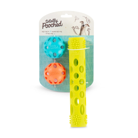 Totally Pooched Rubber Ball & Stick Set