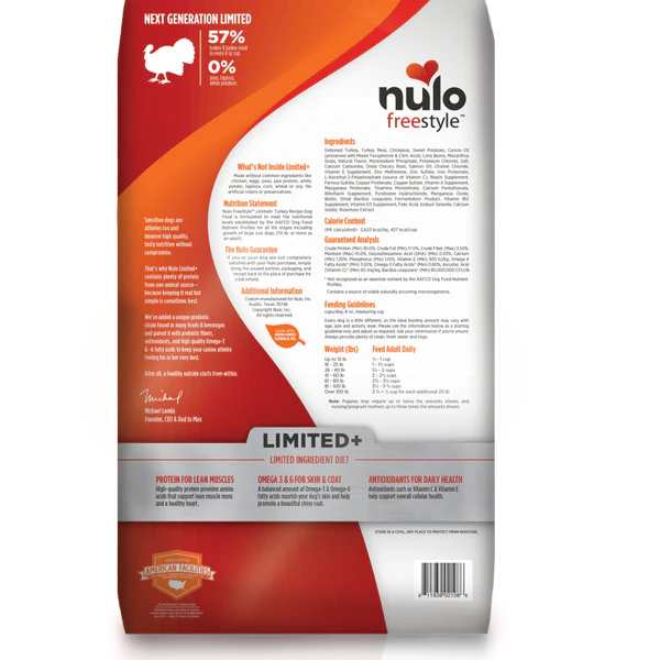 Nulo FreeStyle Limited+ Kibble Turkey Recipe