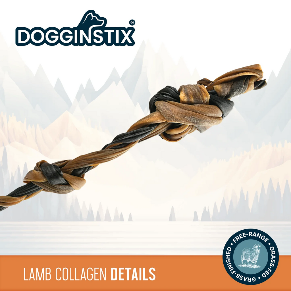 Dogginstix Braided Double Knot Lamb Collagen Stick